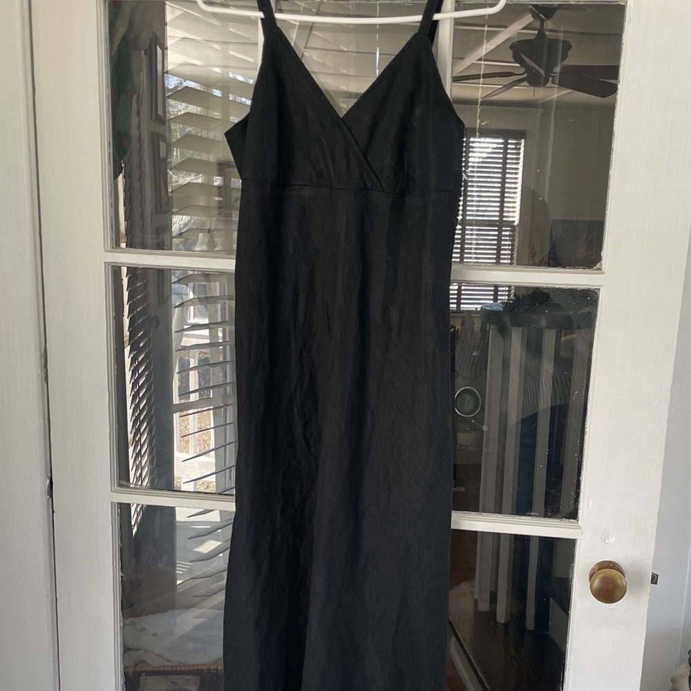 Vintage Y2K Old Navy 100% Linen Slip Dress Maxi Length Women’s 8 Small Black